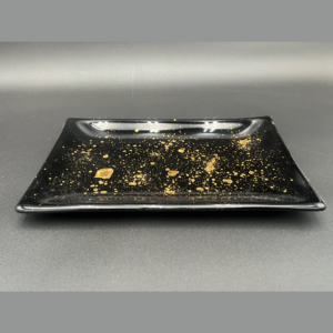 Decorative Glass Tray with Gold Accents